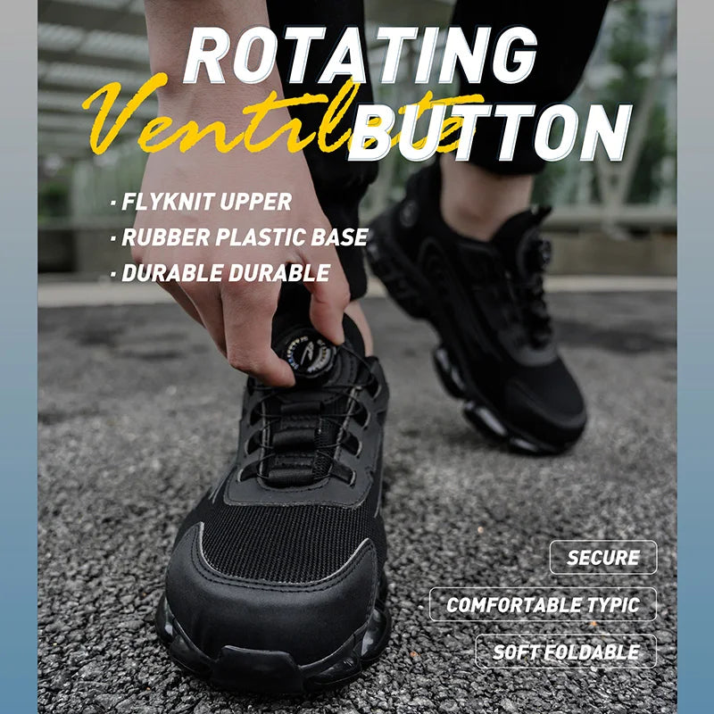 Rotating Button Safety Shoes Men For Work Sneakers Shoes Anti smash Puncture-Proof Protective Men Shoes Steel Toe Work Boots