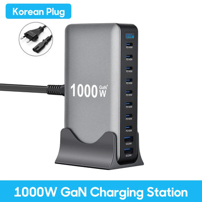 800W GaN Desktop Charger 10-Port USB-C PD3.1 Fast Charge