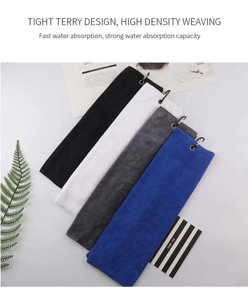 Microfiber Golf Towel 40X40cm Golf Towel Hook and Loop Fastener The Convenient Golf Cleaning Towel Black Grey Blue White New