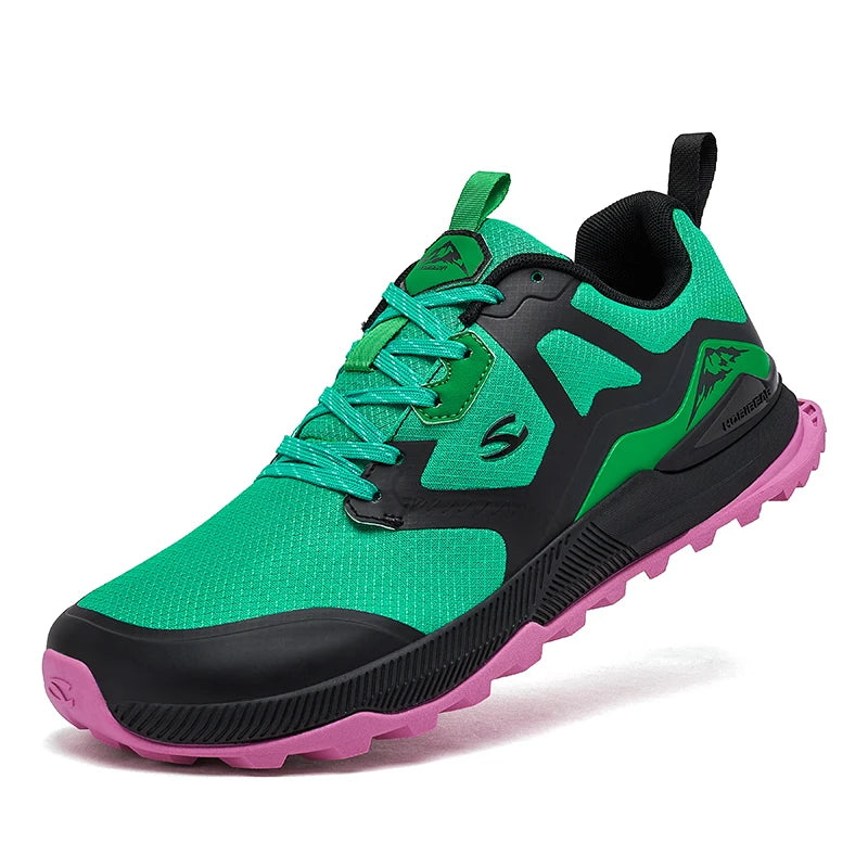 HOBIBEAR Unisex Hiking Sneakers Lace-Up Walking Shoes Outdoor Travel Artificial Leather Sneakers