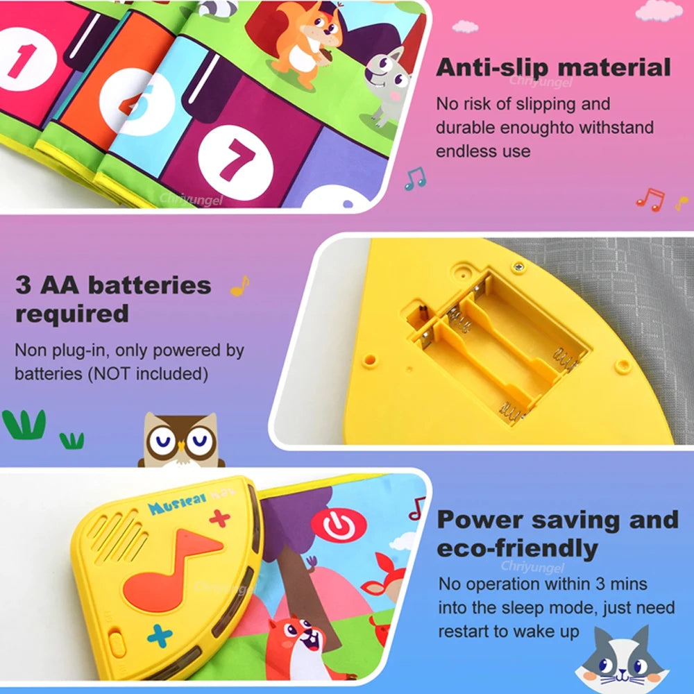 Piano Mat for Kids 80*30cm Toddlers Floor Keyboard Dance Mat Play Musical Carpet Music Instrument Toys Toddlers Girl Boy Gift