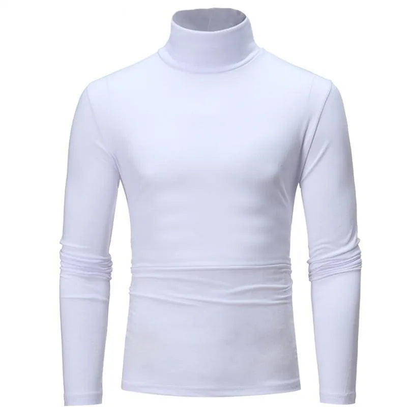 1/2pcs Autumn  Winter Men's High Neck T-shirt Slim Fit Fashion High Elastic Long Sleeve Casual Breathable Apparel Pullover