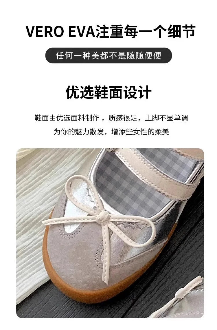 Women Flats Bow Ballet Dance Mary Jane Shoes Summer Sandals 2024 Fashion New Brand Dress Designer Casual Shallow Zapatos Mujer
