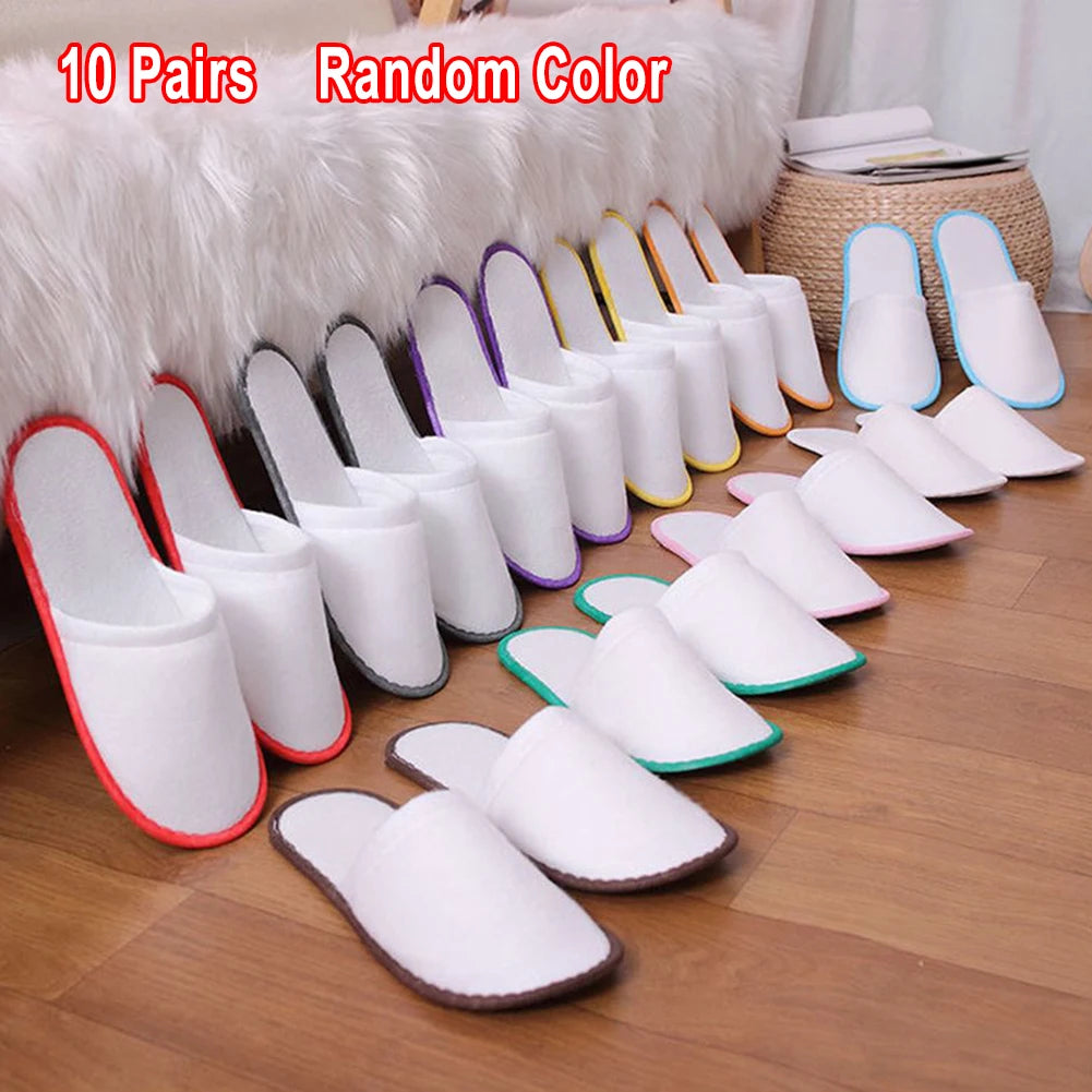 Hotel Slippers 10 Pairs Disposable Velvet Cotton Guest Slides