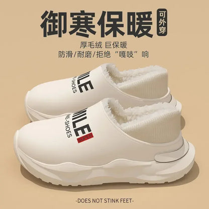 Mens Slippers Winter Warm Shearling Lining Indoor Outdoor Rubber Insole