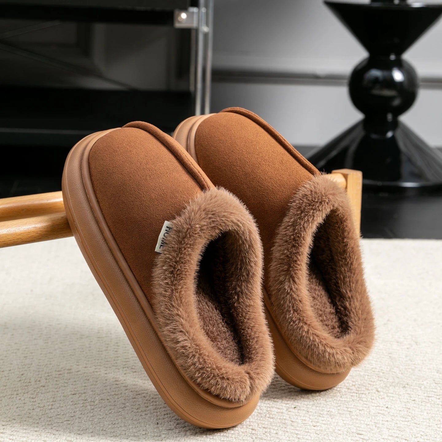 Autumn And Winter Men's Cotton Slippers Plush Warm Thick Home Wear Non-slip Wear-resistant Soft Bottom Comfortable Warm Shoes