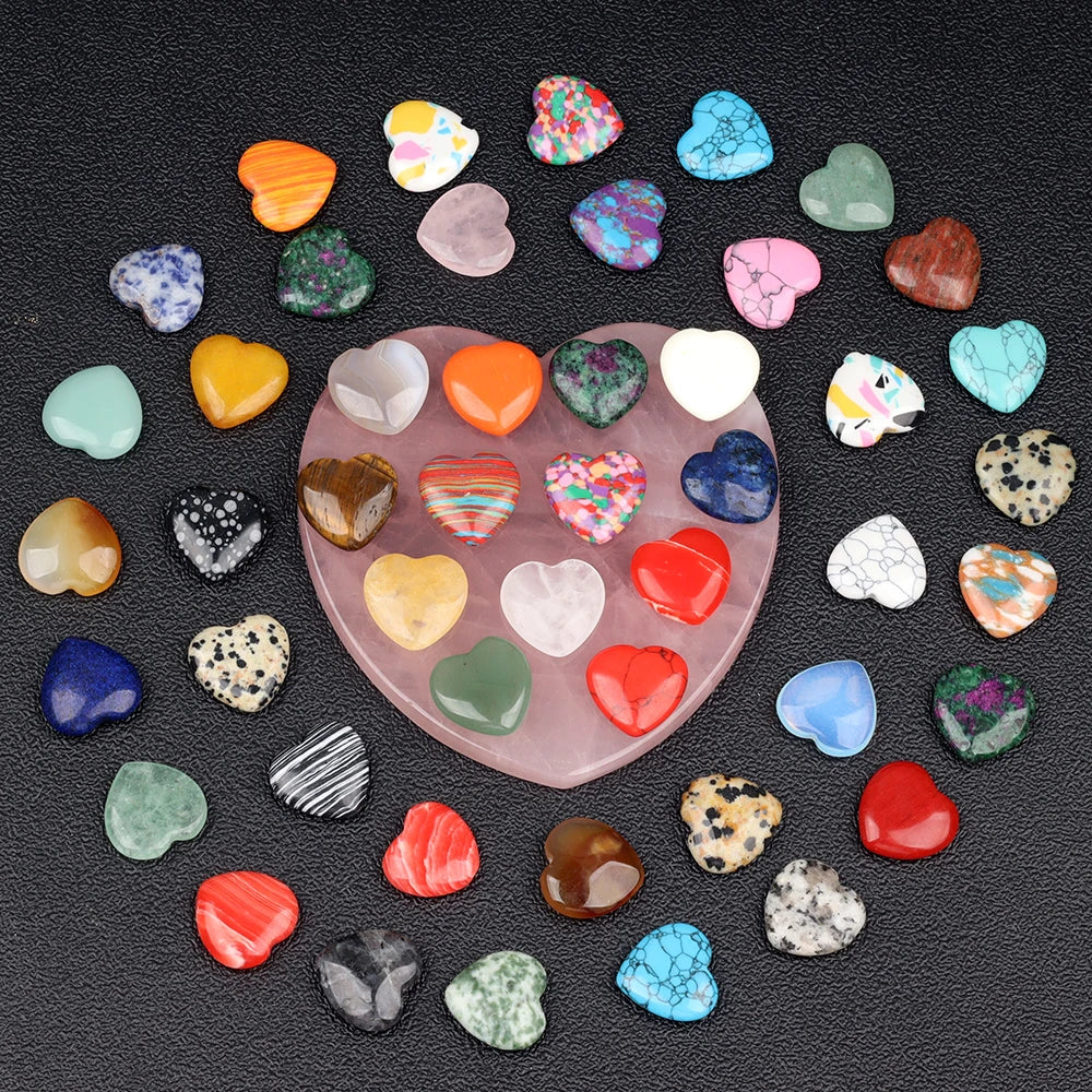 Heart Shape Amethyst Stone Crystals, 20mm, 10 20 30 Pcs Garden Decor