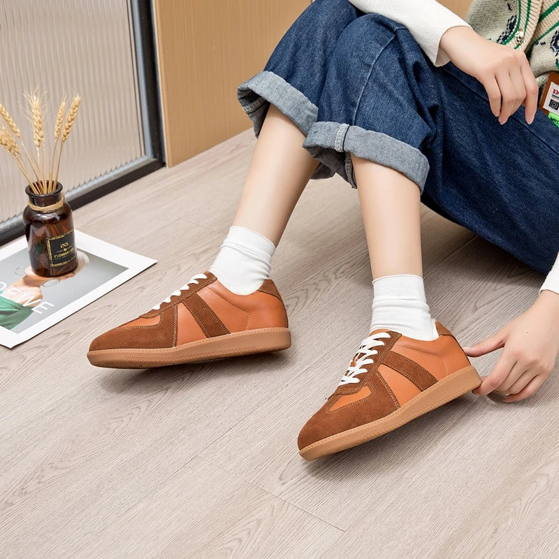 AIYUQI Women's Sneakers 2025 New Genuine Leather Ladies Moral Training Shoes Casual Spring Flat Shoes Women