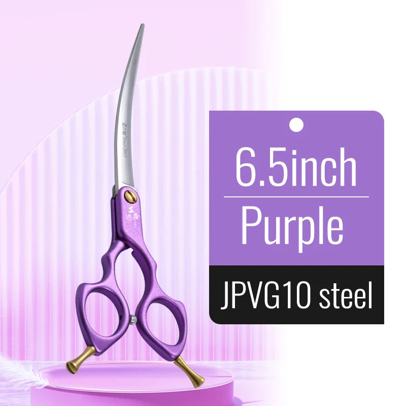 Premium Dog Grooming Curved Scissors – Alloy Handle, 440C Stainless Steel, Professional Pet Shears