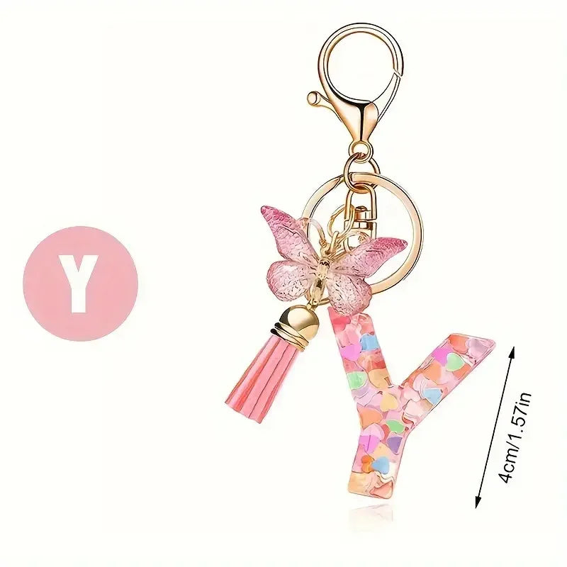 Trendy A-Z Letter Keychain – Car Key Ring & Party Gift Jewelry for Women