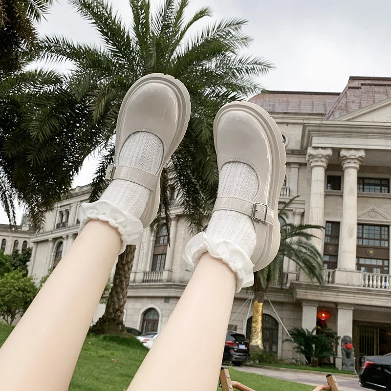 Women's Luxury Beaded Mary Jane Leather Shoes Spring/Autumn Fashion Comfortable Elegant Flat Black Walking Shoes Zapatos Mujer