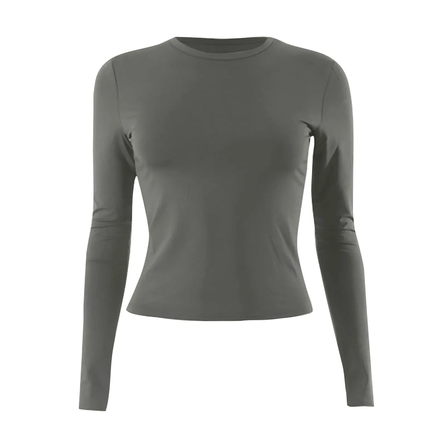 Women’s Cotton O-Neck Long Sleeve Cropped Top