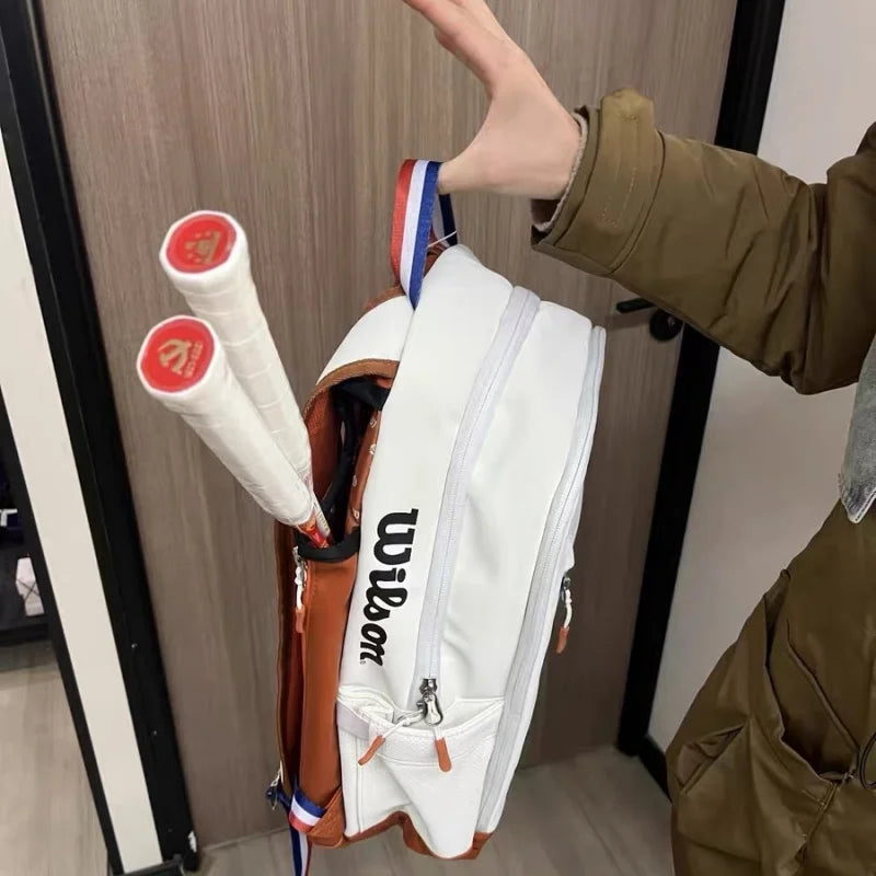 Wilson Tennis Bag Holds 2 Tennis Rackets Backpack French Open Shoulder Bag Court Racket Bag Men Women Padel Sports Backpack