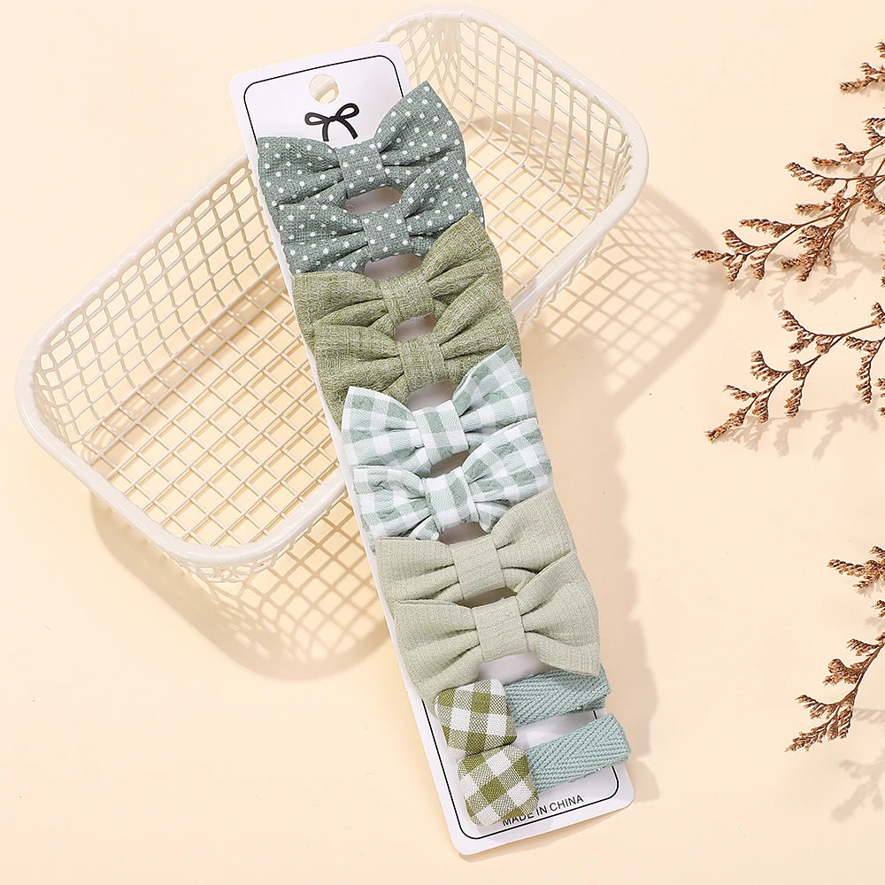 RAINBOW BOWS 10Pcs/set Handmade Fabric Printed Barrette Boutique Mini Bangs Bow Hair Clip Ins Daisy Hairgripes 2025 Spring Style