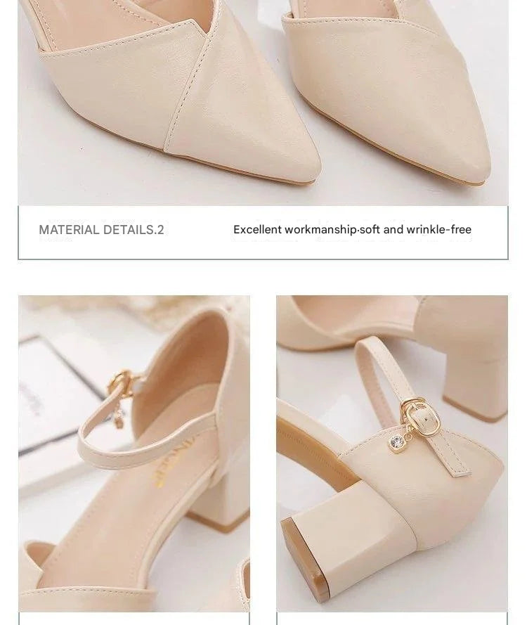 Women's Pumps With Buckle Strap, Square Heel, (3-5 cm), Rubber Outsole