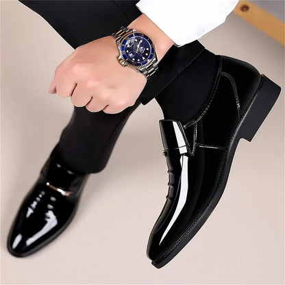 Men's Pu Slip-On Loafers Dress Shoes Round Toe Rubber Outsole