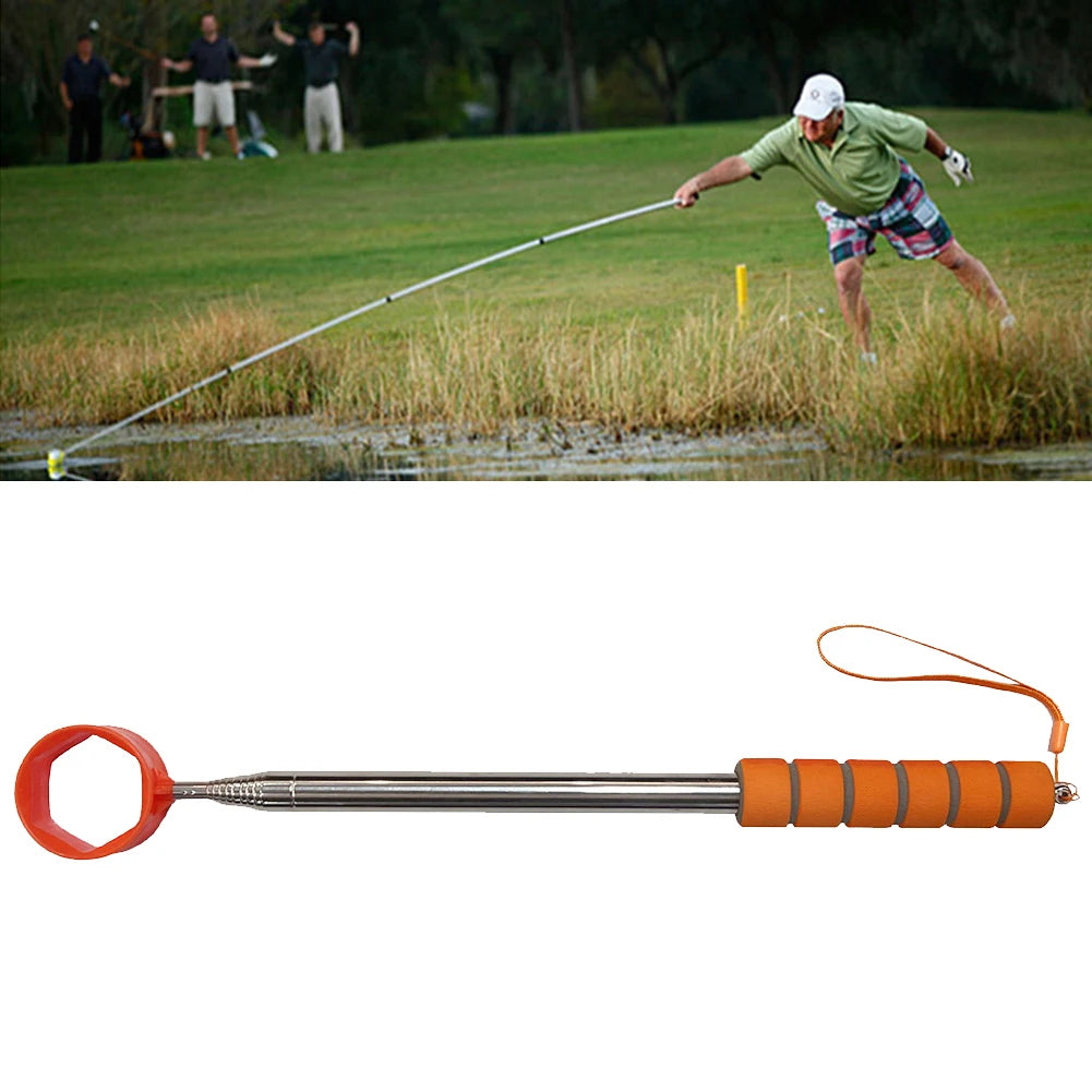 8.86 FT Stainless Ball Retriever Tool Telescopic Golf Ball Retriever Claw Sucker Tool Extendable Golf Ball Retriever for Golfer