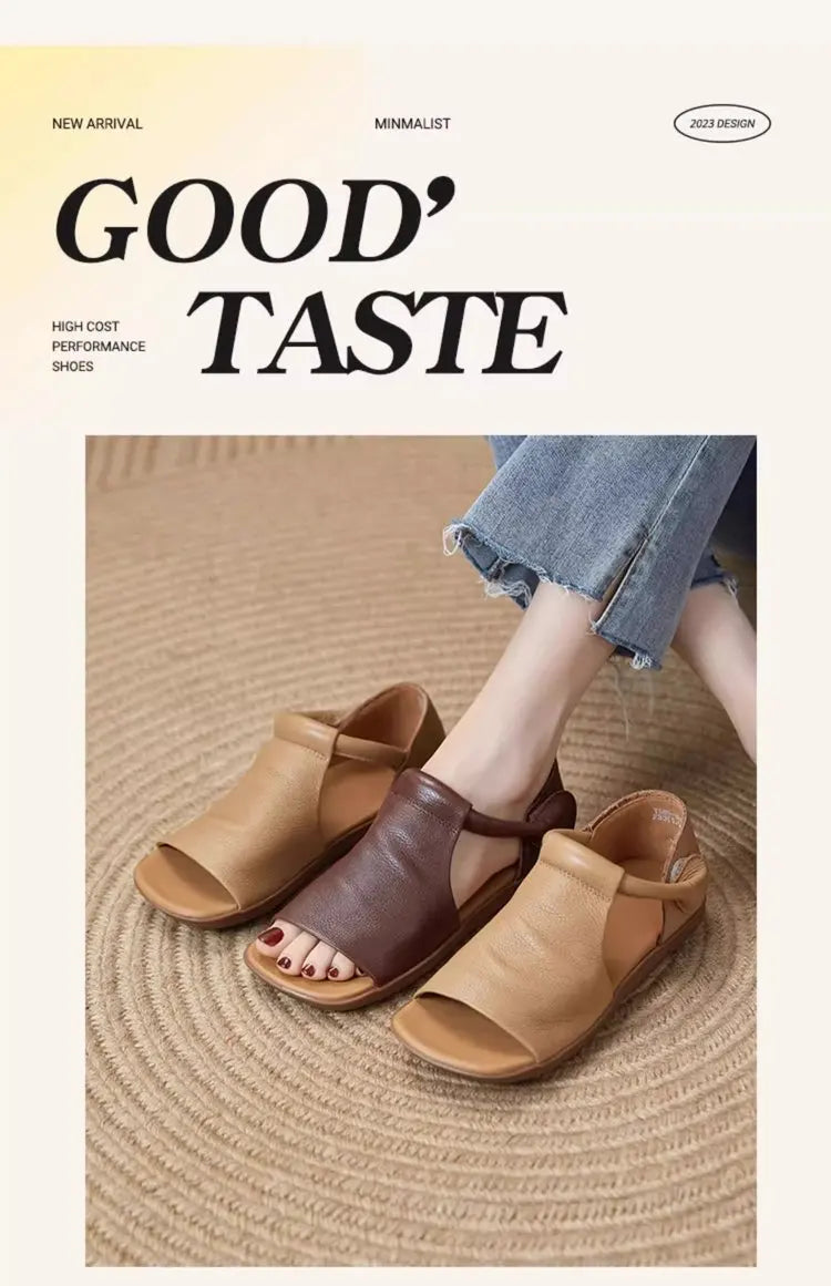 Women's Open-Toe Flat Sandals with Cross Strap & Adjustable Ankle Strap - Summer Casual Lightweight Walking Shoes for Women, Min