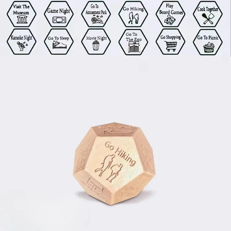 Wooden Dice for Couples, Food Decision Dice Game Gift Idea