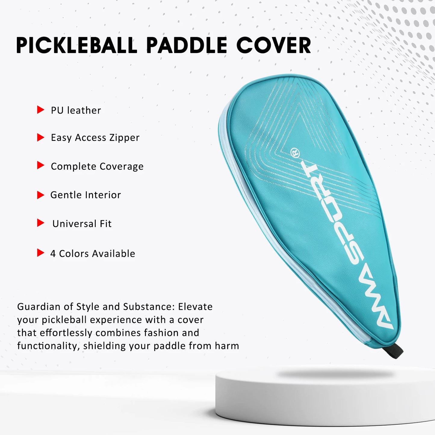 Durable Pickleball Paddle Cover,Paddle Protector,PU Leather Paddle Cover With Zipper,Tiffany Blue Pickleball Paddle Cover Gifts