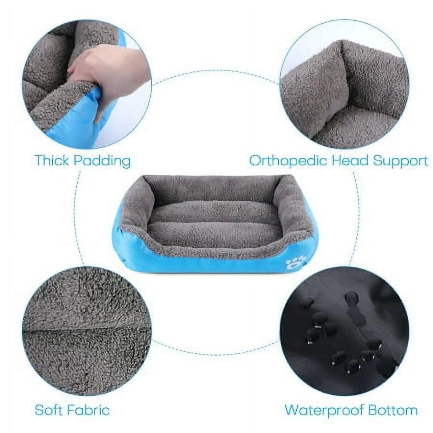 Color Square Winter Dog Bed – Soft Warm Pet House Mat, Waterproof Cat Bed
