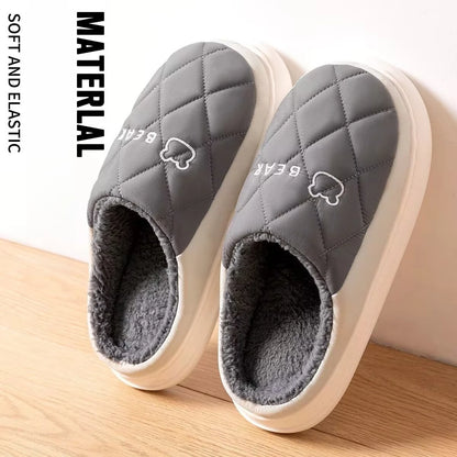 Winter Waterproof Slippers For Men With Plush Insole And Non Slip