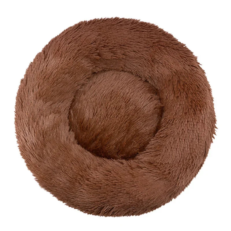 Round Plush Pet Bed – Super Soft Winter Sleeping Bed for Dogs and Cats (40–90cm)
