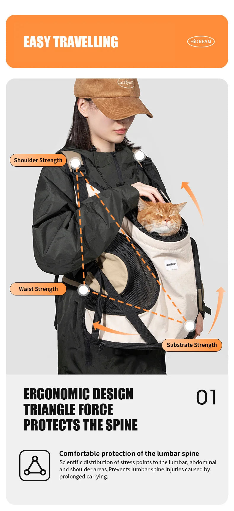 Pet Chest Backpack Front Carrying Tote Backpack Dogs and Cats Breathable Portable Outdoor Bag Shoulder Cat Bag