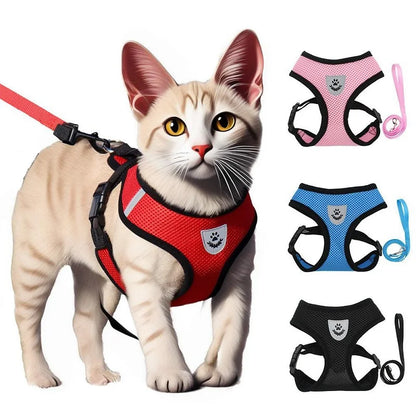 Cat Leash and Harness Set for Kitten Pets Breakaway Quick Release Reflective