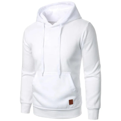 Men's Lightweight Polyester Hooded Sweatshirt Solid Color Long Sleeve