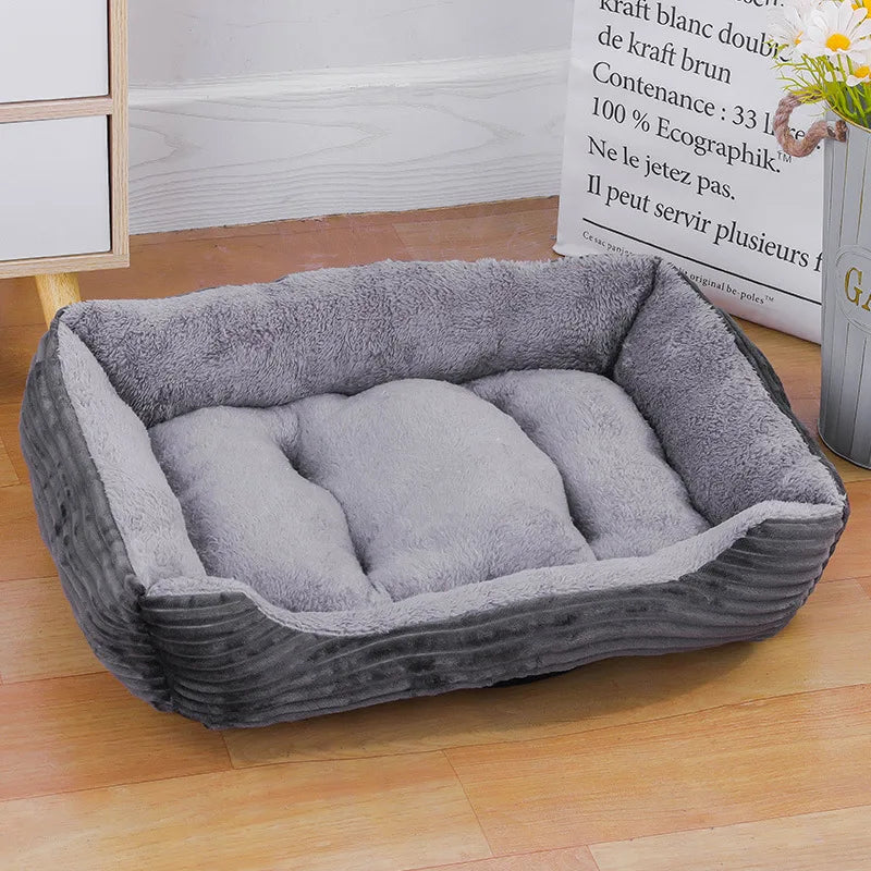 Color Square Winter Dog Bed – Soft Warm Pet House Mat, Waterproof Cat Bed