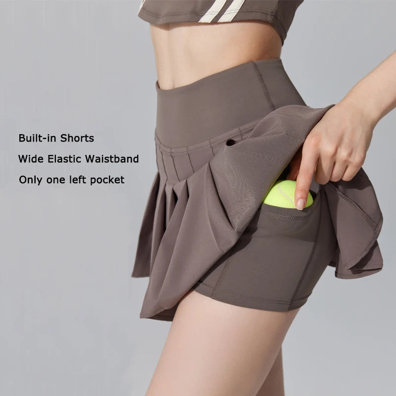 VITALINOVO Womens Girl High Waisted Pleated Tennis Skirt School A-Line Skater Skirts with Lining Shorts Golf Athletic Skort