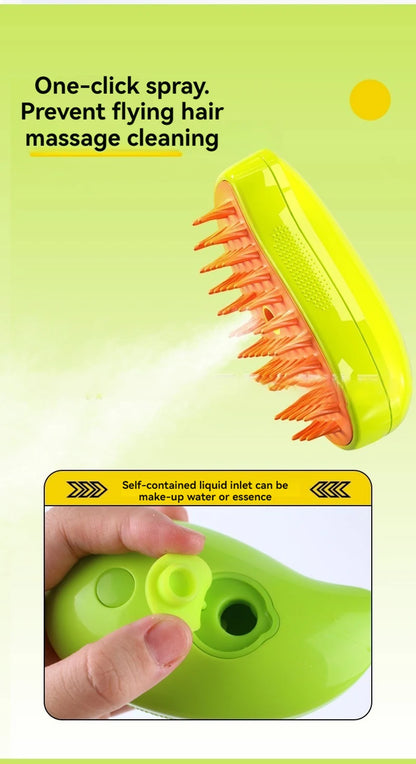 3-In-1 Electric Pet Grooming Brush With Steam Spray