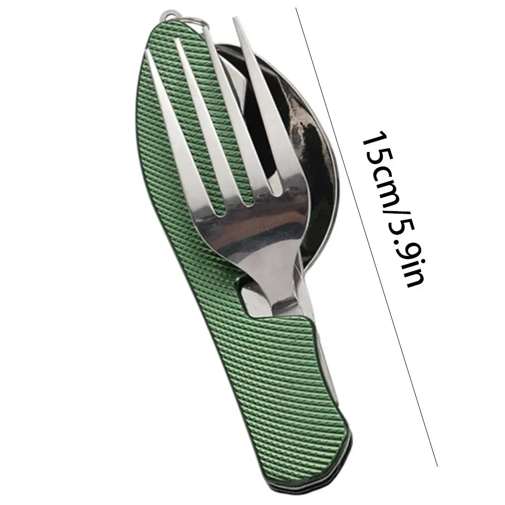 Foldable Camping Utensil Set Stainless Steel Knife Fork Spoon