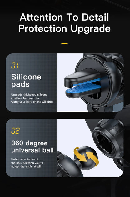 Universal Gravity Air Vent Clip Car Phone Holder, Black