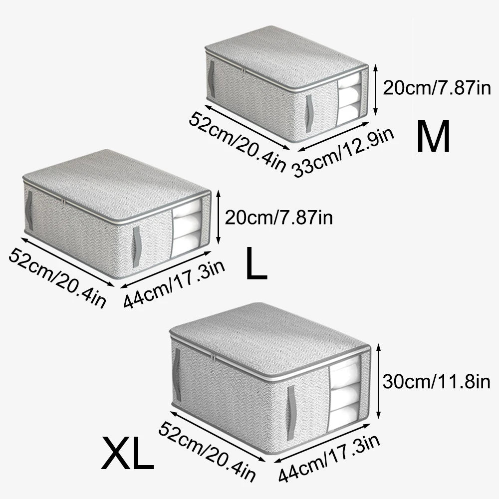 Gray Clothes Organizer Bag, Quilt Storage Bag, Wardrobe Clothes Sorting Bag, With Window Storage Bag Waterproof Storage Bag