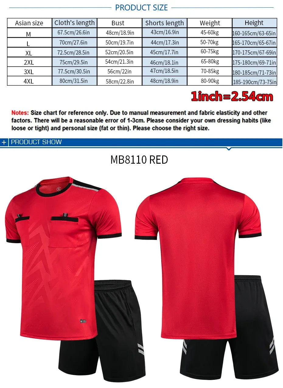 Football Kits 2025 Men Referee Uniforms Soccer Football Jerseys Shirts Pockets Judge Short Sleeve Team Shirt Sportswear Clothes