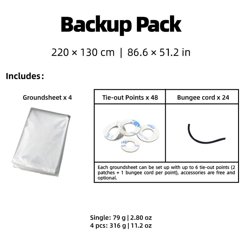 Ultralight Polycro Footprint 69g — Waterproof Tent Groundsheet Tarp Mat, Compact Portable Camping Gear, Hiking Shelter Accessory