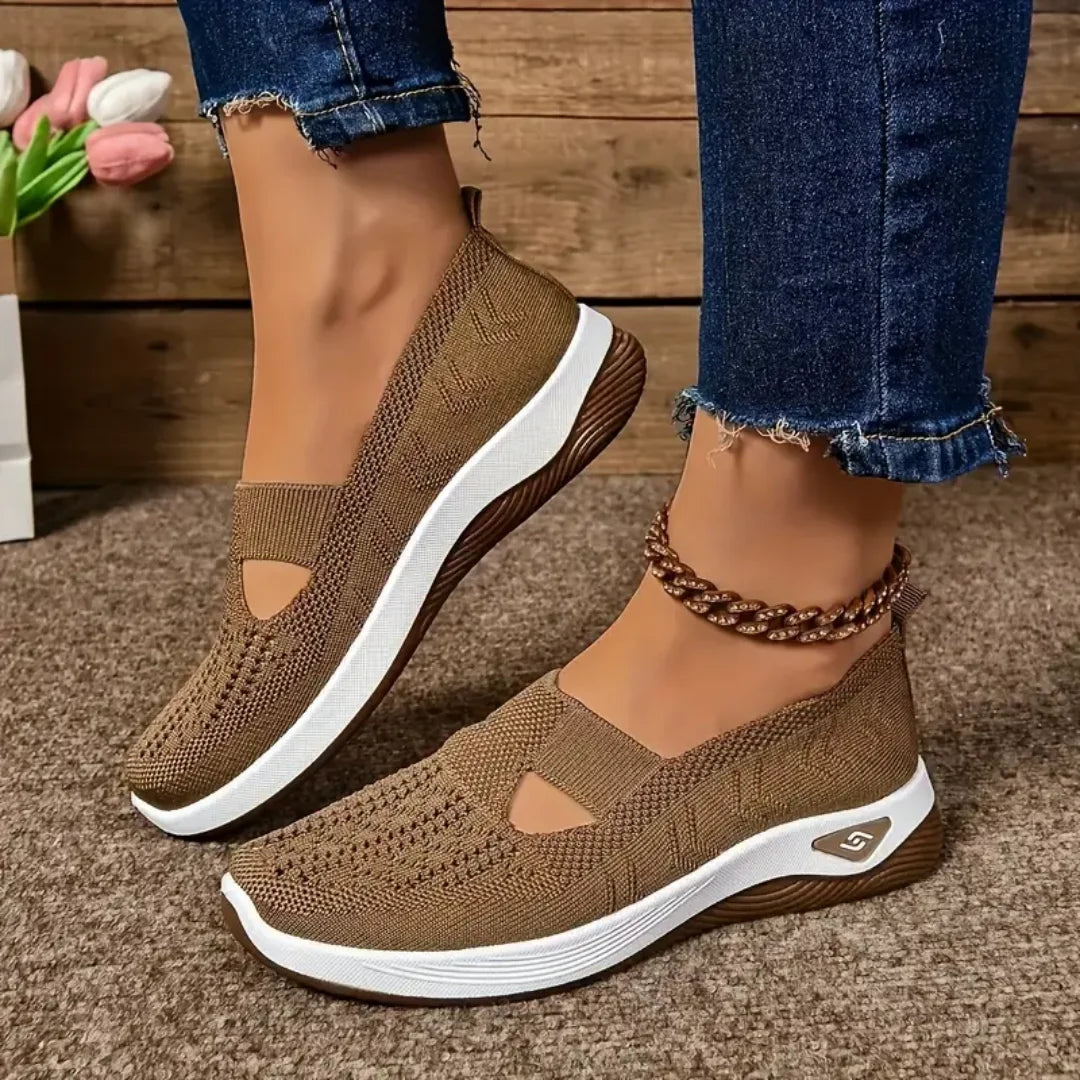 Women's shoes Solid Color Breathable Sneakers, casual sneaker women's summer sneakers, Low-top Knitted Casual Shoes Mom Shoes