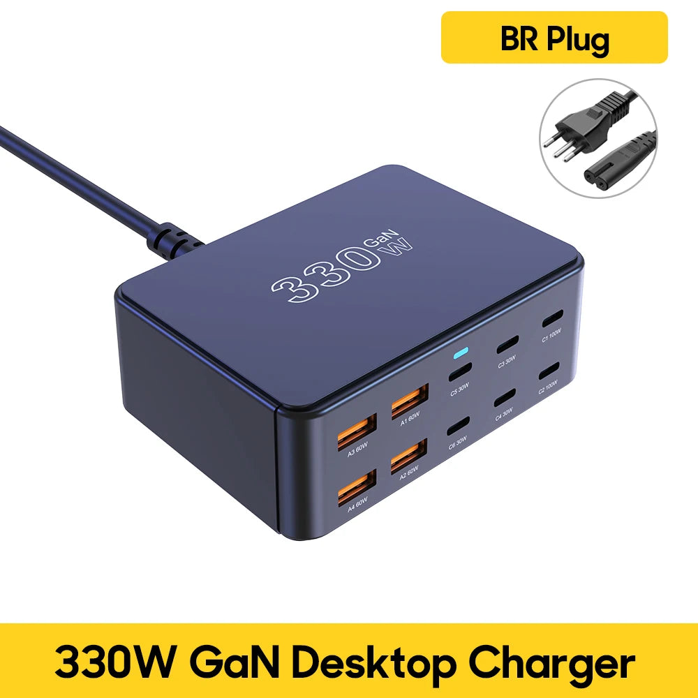 800W USB C GaN Charger 100W PD3.0 PPS QC3.0 Multiport Fast Charging Station for iPhone 15 16 Samsung Macbook Pro Laptops Tablets
