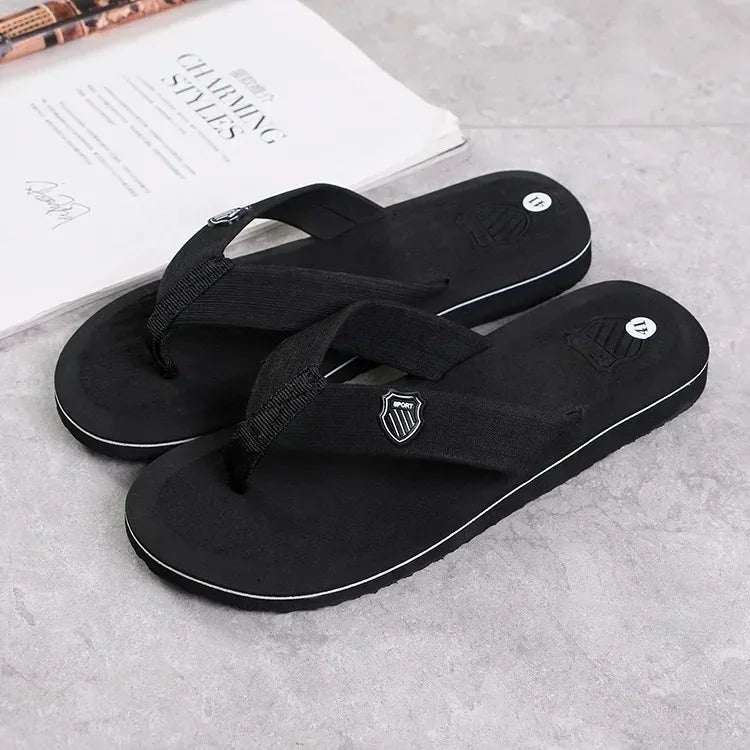 High Quality  Men Flip Flops Beach Sandals Non-Slip Casual Flat Shoes Slippers Indoor House Shoes For Men Outdoor Slides