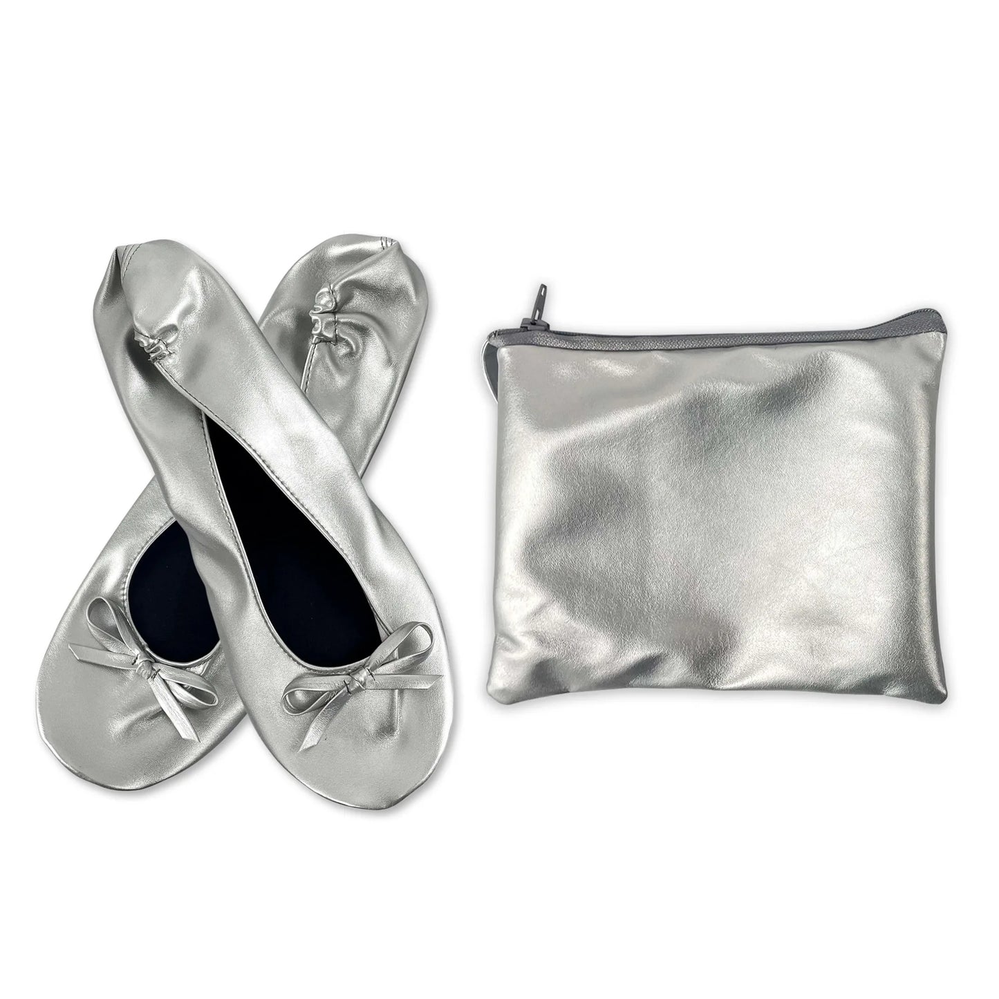 Women's Foldable Portable Ballet Flats For Indoor Use Roll Up Slippers, Conveniently Packaged, With Bag, For Travel Wedding