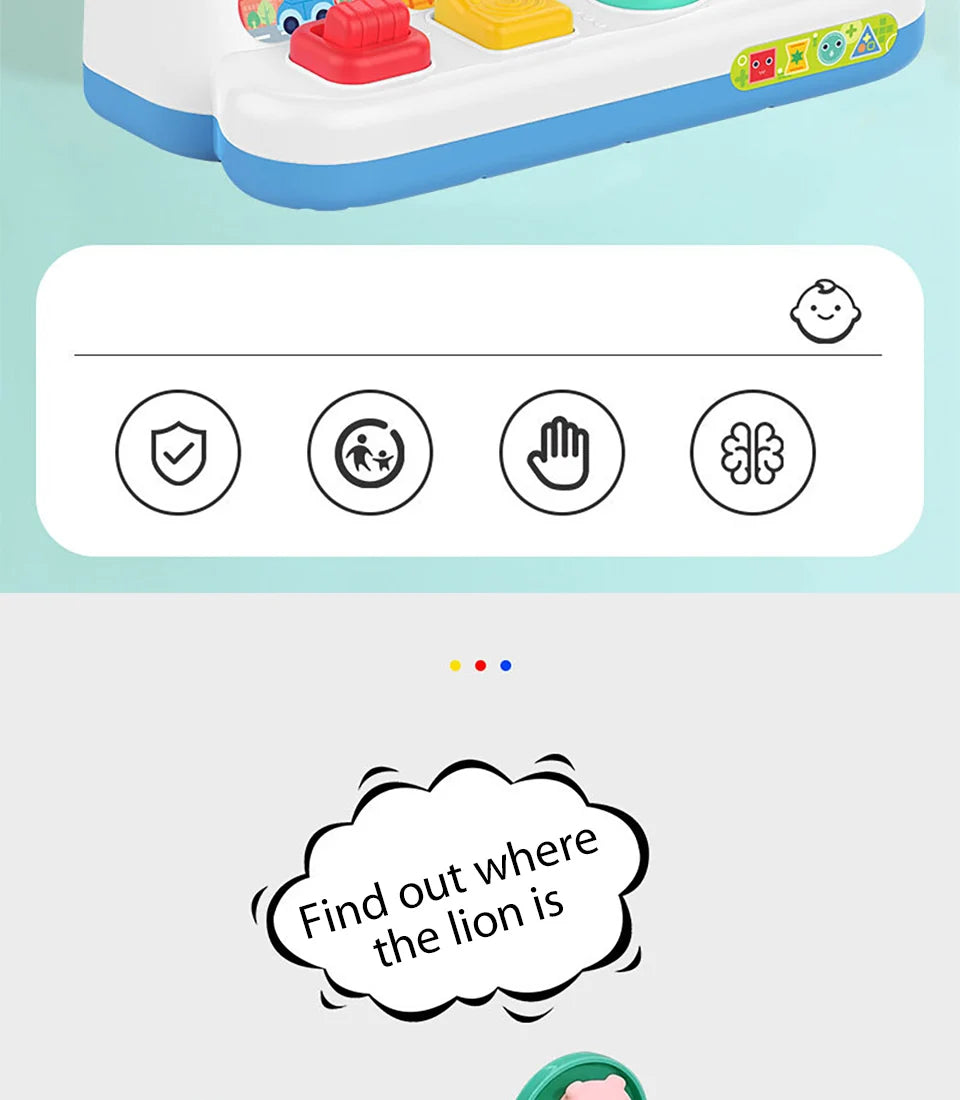 Baby Pop Up Toy Montesorri Fine Motor Skill Training Press Pull Click Animal Car Button Educational Toys For 13 24 Month Infant