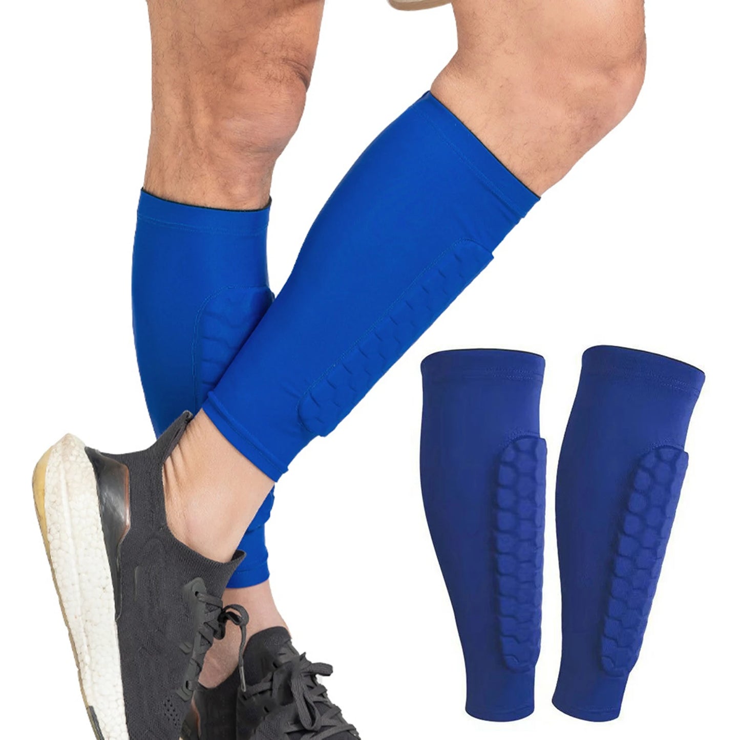 2pcs Shin Guards Football Basketball with Honeycomb Padding Breathable Nylon Anti Impact Sport Leg Protectors for Kids Adults