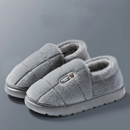 Men's Winter Cotton Slippers Plush Non Slip Indoor Shoes Size 50 51