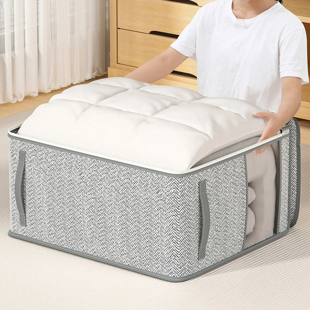 Gray Clothes Organizer Bag, Quilt Storage Bag, Wardrobe Clothes Sorting Bag, With Window Storage Bag Waterproof Storage Bag