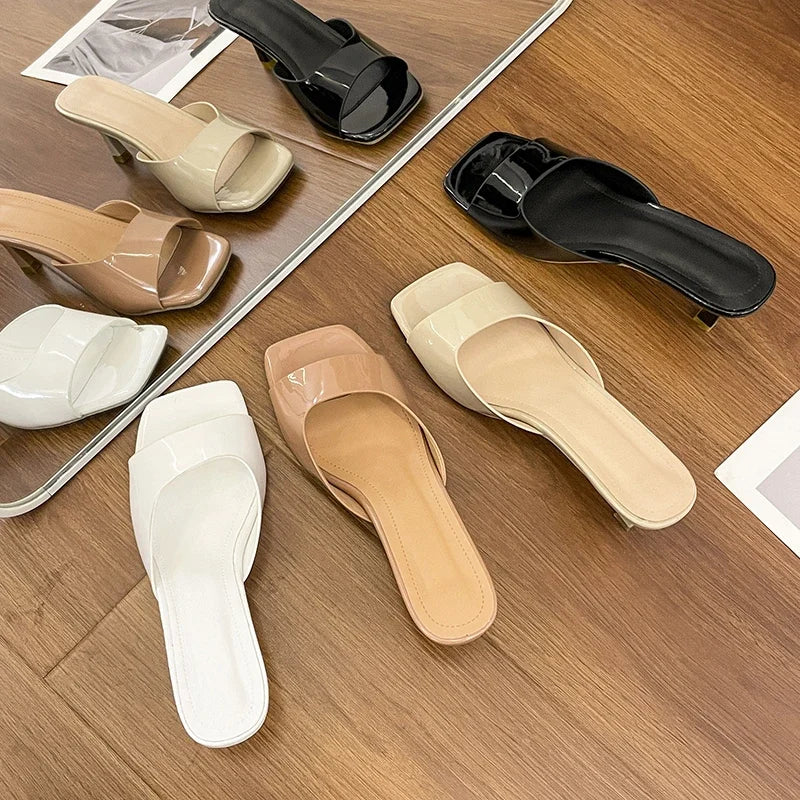Women High Heel Sandals Summer New Fashion Square Toe Open Toe Women Elegant Casual Comfortable Black High Heel Sandals