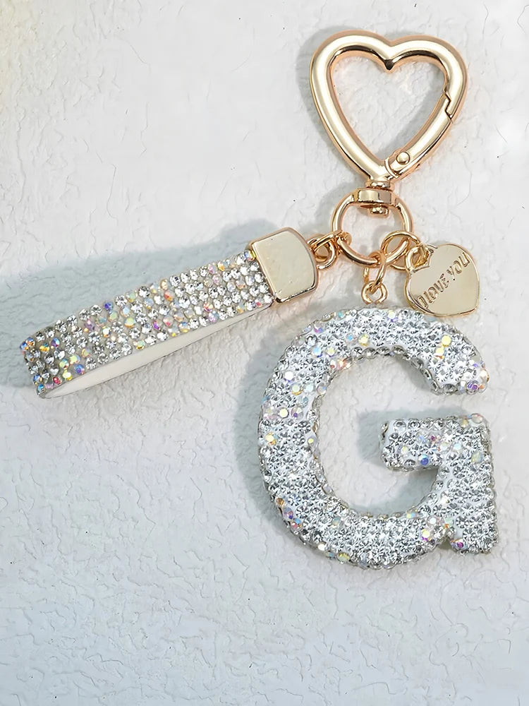 Elegant Diamond Letter Keychain – Lady Bag & Car Accessory