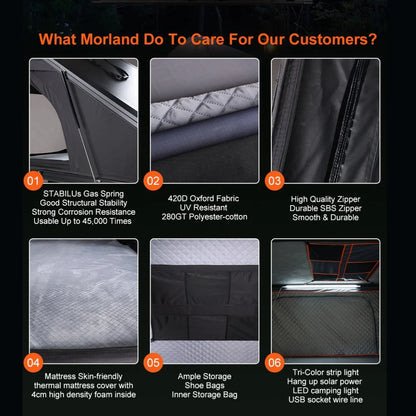 Aluminum Four-Person Rooftop Tent, Hard Shell, Closed Size 212x131x19 cm