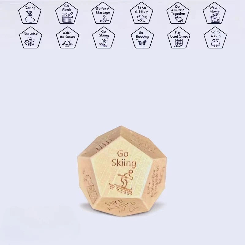 Wooden Dice for Couples, Food Decision Dice Game Gift Idea